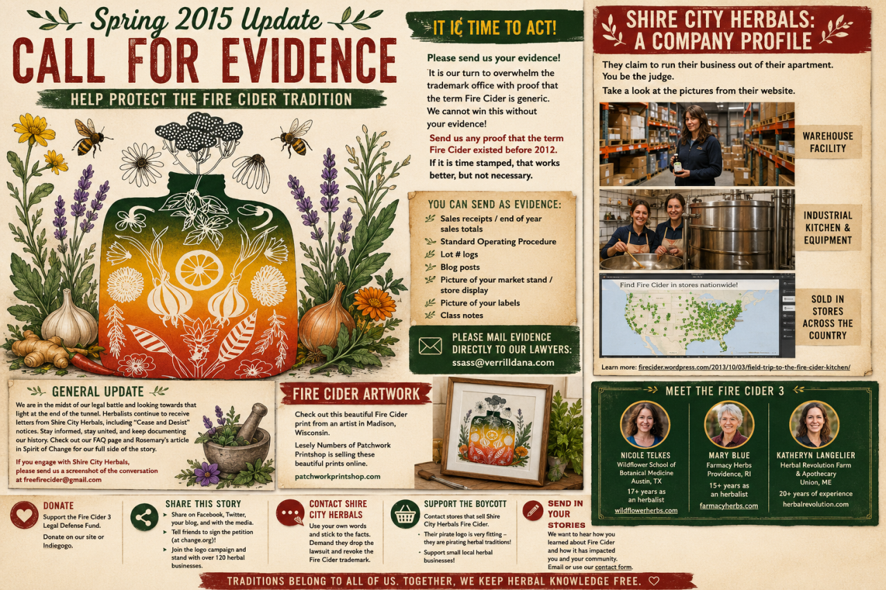 Spring 2015 Update: Calling for Evidence to Protect the Fire Cider Tradition