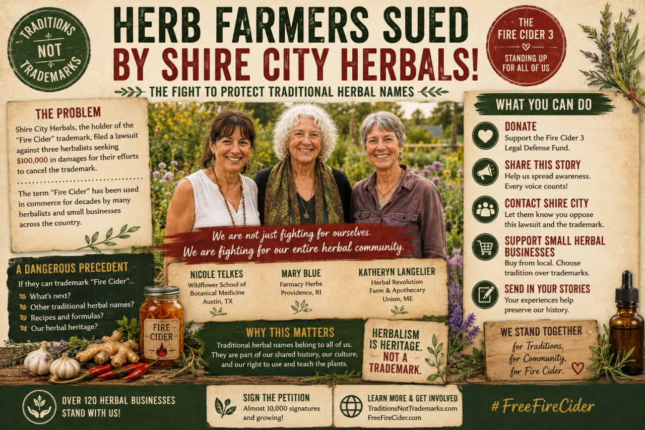 The Fire Cider 3 herbalists standing together in support of protecting traditional herbal names during the Fire Cider trademark lawsuit