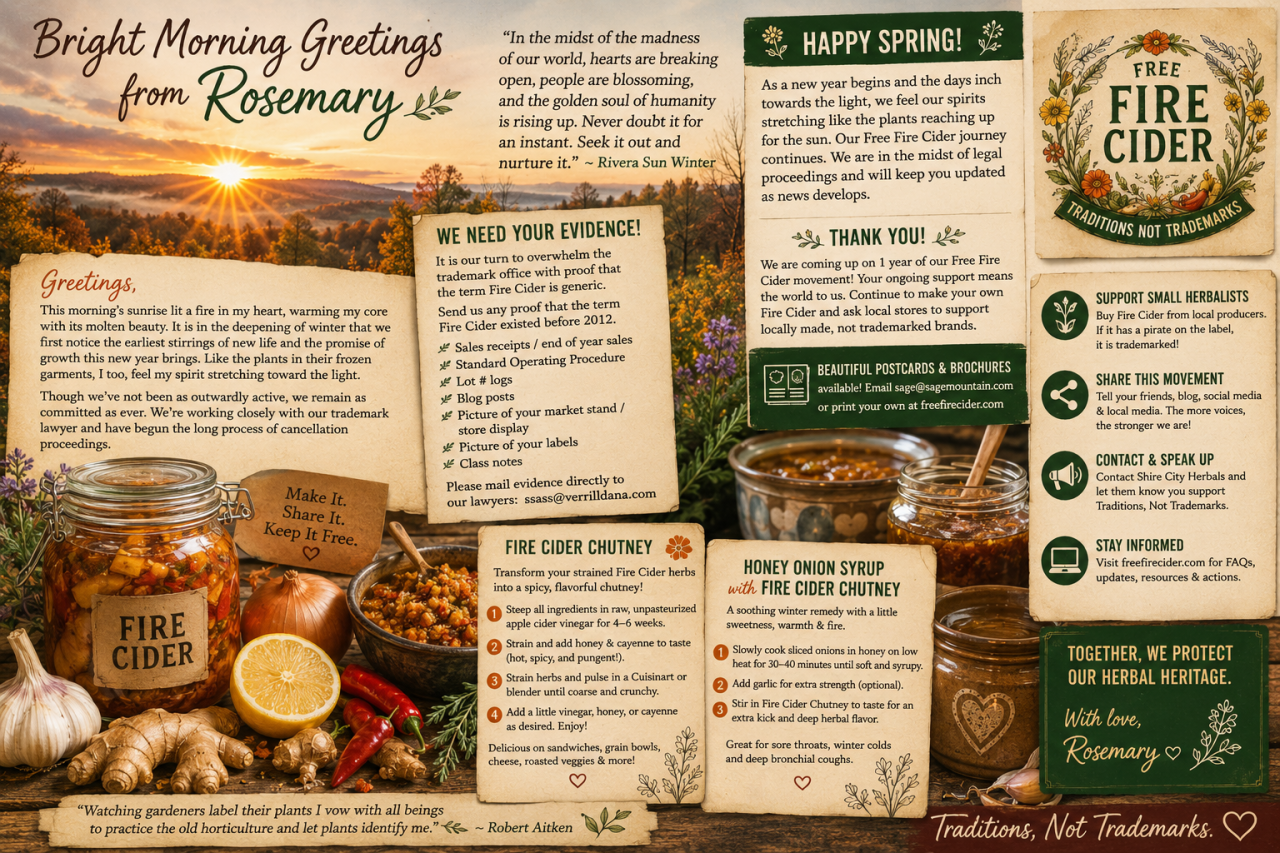 A Bright Morning Message from Rosemary: Hope, Herbs, and the Spirit of Fire Cider